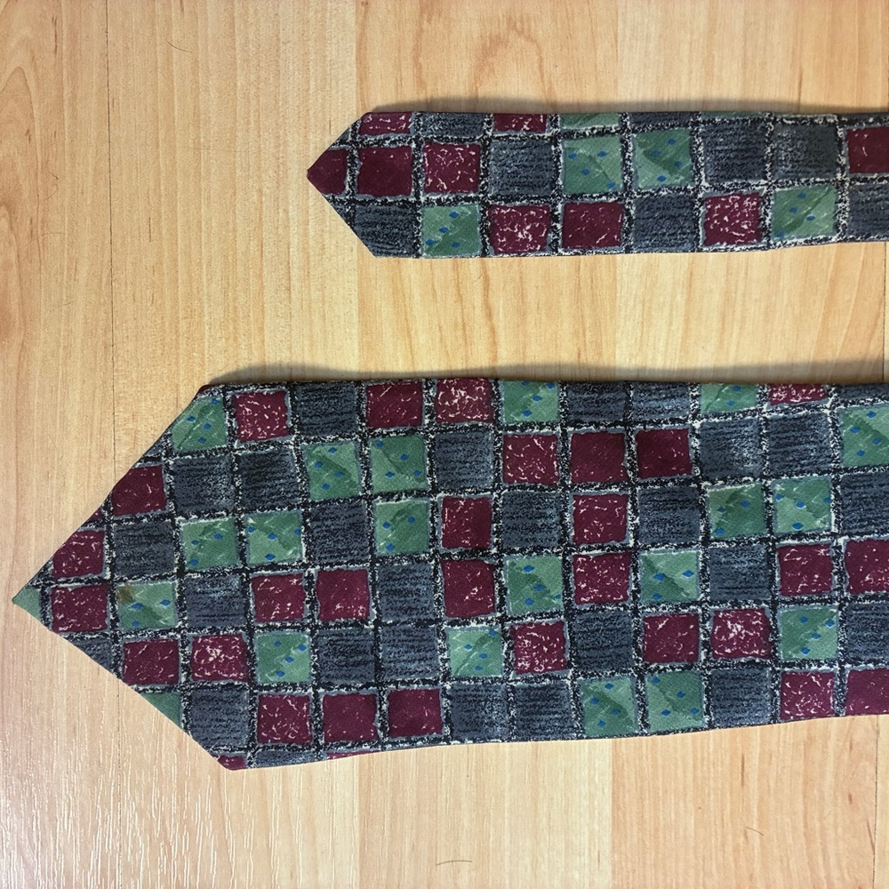 Vintage Christian Dior Monsieur Silk Tie Geometric Plaid Abstract